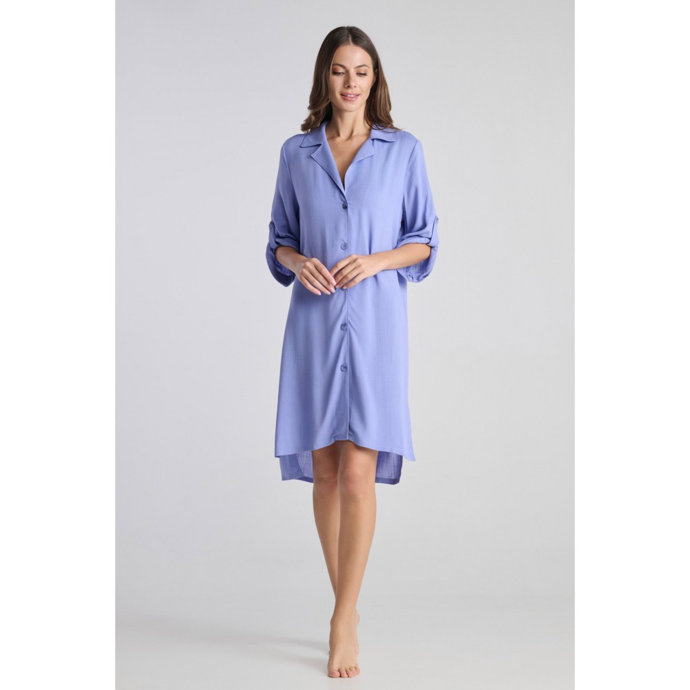 Pen-ky Lingerie 65785C5 Alicia, Γυναικεία Midi Ασύμμετρη Πουκαμίσα, ΣΙΕΛ