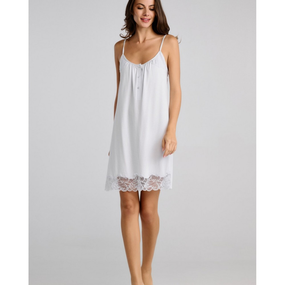 Pen-ky Lingerie 11013C5, Γυναικείο Καλοκαιρινό Νυχτικό Modal NORA με δαντελίτσα, ΣΙΕΛ