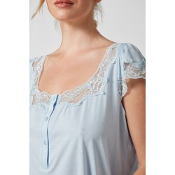 Pen-ky Lingerie 11705C6, Γυναικείο Νυχτικό Βαμβάκι-Μοντάλ Κοντό Μανίκι, ΣΙΕΛ
