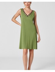 Pen-ky Lingerie 61251C6, Γυναικείο Midi Φόρεμα με ωμάκι Modal-Cotton, ΧΑΚΙ