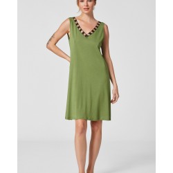 Pen-ky Lingerie 61251C6, Γυναικείο Midi Φόρεμα με ωμάκι Modal-Cotton, ΧΑΚΙ