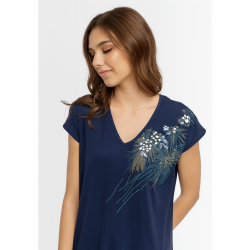Pen-ky Lingerie 61327C3, Γυναικείο Midi Φόρεμα έως 3XL, με ζαπονέ μανίκι ΜΠΛΕ ΣΚΟΥΡΟ