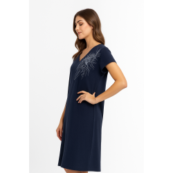 Pen-ky Lingerie 61327C3, Γυναικείο Midi Φόρεμα έως 3XL, με ζαπονέ μανίκι ΜΠΛΕ ΣΚΟΥΡΟ