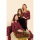 Pink Label W1425, Γυναικεία Πυτζάμα X"MAS κουμπωτή καρό, ΚΟΚΚΙΝΗ