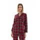 Pink Label W1425, Γυναικεία Πυτζάμα X"MAS κουμπωτή καρό, ΚΟΚΚΙΝΗ