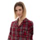 Pink Label W1425, Γυναικεία Πυτζάμα X"MAS κουμπωτή καρό, ΚΟΚΚΙΝΗ