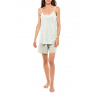 Pink Label S1111 Πυζαμάκι με τιράντα και shorts σε γεωμετρικό μοτίβο ΜΕΝΤΑ
