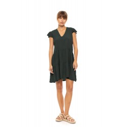 PInk Label BN-286, Γυναικείο Μονόχρωμο Φόρεμα σε Αμπίρ Γραμμή, ΜΑΥΡΟ
