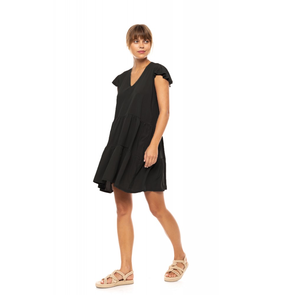 PInk Label BN-286, Γυναικείο Μονόχρωμο Φόρεμα σε Αμπίρ Γραμμή, ΜΑΥΡΟ PInk Label BN-286, Γυναικείο Μονόχρωμο Φόρεμα σε Αμπίρ Γραμμή, ΜΑΥΡΟ