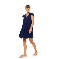 PInk Label BN-286, Γυναικείο Μονόχρωμο Φόρεμα σε Αμπίρ Γραμμή, ΜΠΛΕ ΣΚΟΥΡΟ