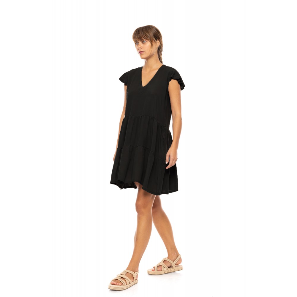PInk Label BN-286, Γυναικείο Μονόχρωμο Φόρεμα σε Αμπίρ Γραμμή, ΜΑΥΡΟ PInk Label BN-286, Γυναικείο Μονόχρωμο Φόρεμα σε Αμπίρ Γραμμή, ΜΑΥΡΟ
