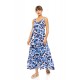 Pink Label B574, Γυναικείο Φόρεμα  Maxi Viscose  ABSTRACT  FLORAL με φαρδιά τιράντα