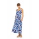 Pink Label B574, Γυναικείο Φόρεμα  Maxi Viscose  ABSTRACT  FLORAL με φαρδιά τιράντα