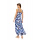 Pink Label B574, Γυναικείο Φόρεμα  Maxi Viscose  ABSTRACT  FLORAL με φαρδιά τιράντα