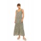 Pink Label B580, Γυναικείο Φόρεμα  Maxi Viscose  DISTY GREEN με φαρδιά τιράντα