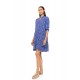 Pink Label B683, Γυναικείο Φόρεμα Viscose AEGEAN WAVIE με κουμπιά, ΜΠΛΕ