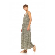 Pink Label B580, Γυναικείο Φόρεμα  Maxi Viscose  DISTY GREEN με φαρδιά τιράντα