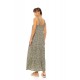 Pink Label B580, Γυναικείο Φόρεμα  Maxi Viscose  DISTY GREEN με φαρδιά τιράντα