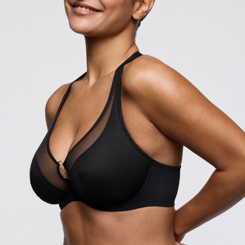 PrimaDonna Sheary 0142644, Γυναικείο Σουτιέν με βαθύ ντεκολτέ Half Padded Plunge Bra, ΜΑΥΡΟ