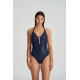 Marie Jo SAN DOMINO 1005532-EVB, Padded Τriangle Swimsuit Ολόσωμο μαγιό σαν δέρμα φιδιού ΜΠΛΕ ΣΚΟΥΡΟ