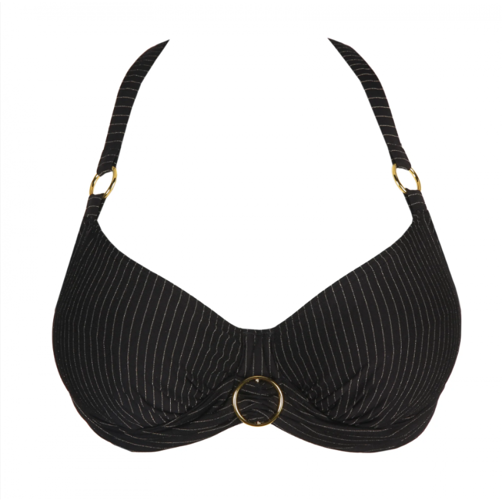 PrimaDonna Bikini Top Solta 4010110, Σουτιέν Μαγιό για μεγάλο στήθος με χρυσοκλωστή ΜΑΥΡΟ