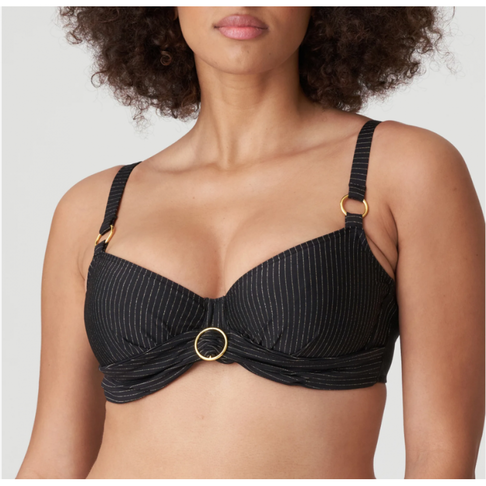 PrimaDonna Bikini Top Solta 4010110, Σουτιέν Μαγιό για μεγάλο στήθος με χρυσοκλωστή ΜΑΥΡΟ