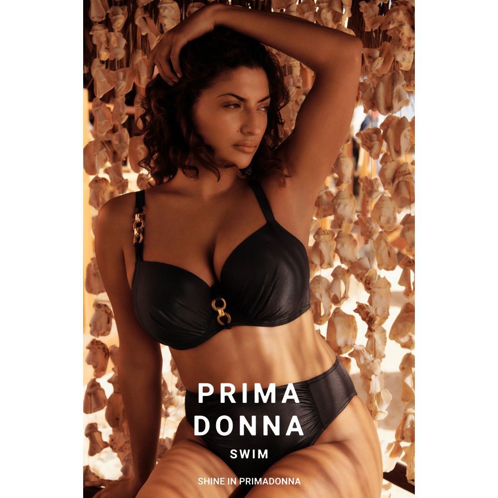 PrimaDonna Bikini Top Full Cup Barrani 4011410, Σουτιέν Μαγιό για μεγάλο στήθος με κοκάλινα διακοσμητικά, ROAST COFFEE