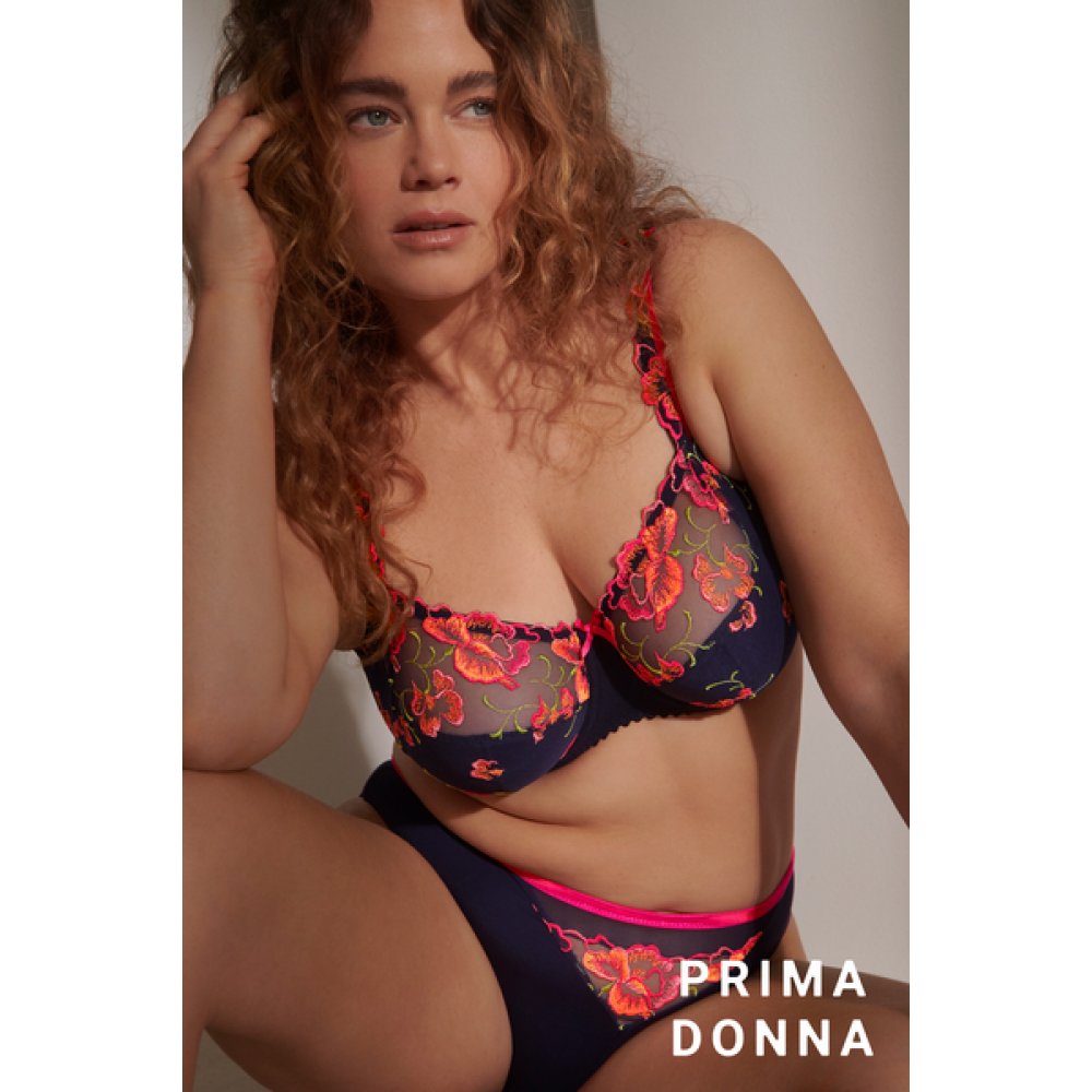 PrimaDonna Devdaha 0163440-VEL Σουτιέν Full Cup  για μεγάλο στήθος με κεντημένη δαντέλα, ΜΠΛΕ ΣΚΟΥΡΟ