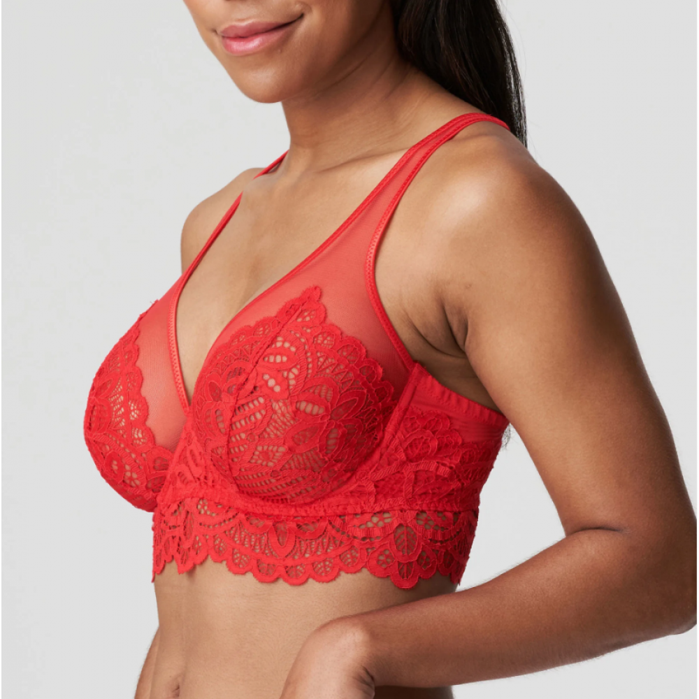 Bralette PrimaDonna Twist First Night 0141886-PDA cup F, με μπανέλα και δαντέλα ΚΟΚΚΙΝΟ