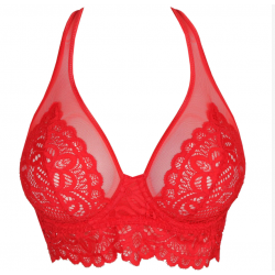 Bralette PrimaDonna Twist First Night 0141886-PDA cup F, με μπανέλα και δαντέλα ΚΟΚΚΙΝΟ