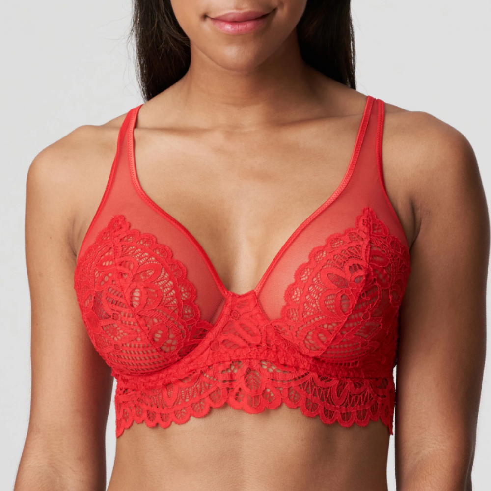 Bralette PrimaDonna Twist First Night 0141886-PDA cup F, με μπανέλα και δαντέλα ΚΟΚΚΙΝΟ