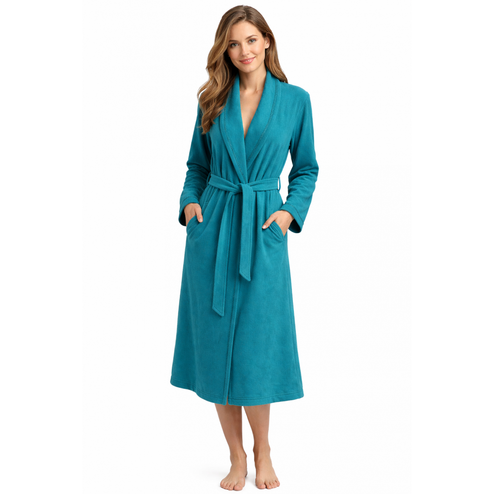 RELAX 1416080, Γυναικεία Μακριά Ρόμπα Fleece με σιρίτι, ΠΕΤΡΟΛ