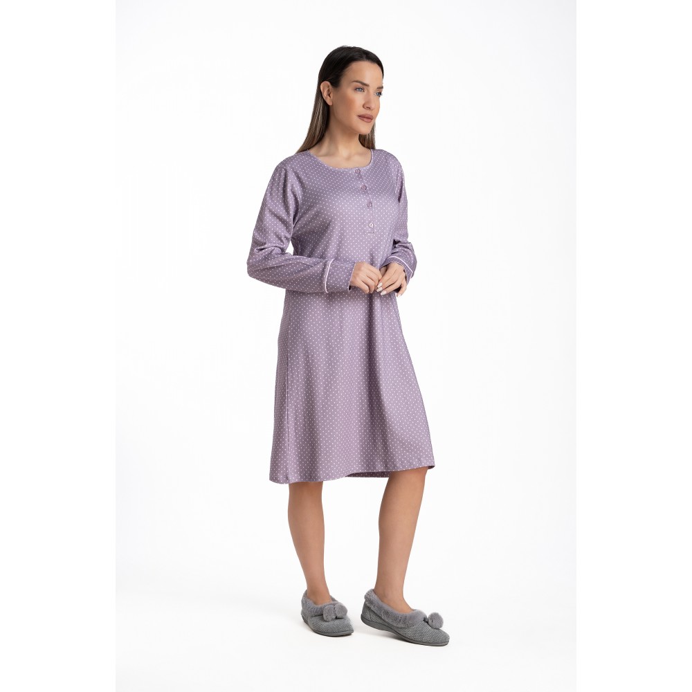 Relax 3225013, Γυναικείο Νυχτικό Midi Βαμβακερό  με πατιλέτα   ΛΙΛΑ