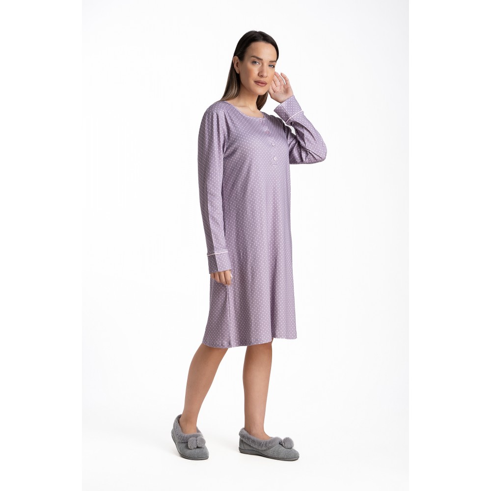 Relax 3225013, Γυναικείο Νυχτικό Midi Βαμβακερό  με πατιλέτα   ΛΙΛΑ