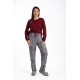 Relax 3225018, Γυναικεία Πυτζάμα με παντελόνι zebra, FW2025, ΜΠΟΡΝΤΟ