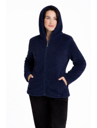 Relax 3225094, Κοντή Ζακέτα FLEECE ΠΡΟΒΑΤΑΚΙ με φερμουάρ και κουκούλα ΜΠΛΕ ΣΚΟΥΡΟ