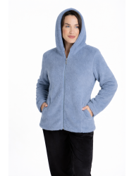 Relax 3225094, Κοντή Ζακέτα FLEECE ΠΡΟΒΑΤΑΚΙ με φερμουάρ και κουκούλα ΣΙΕΛ