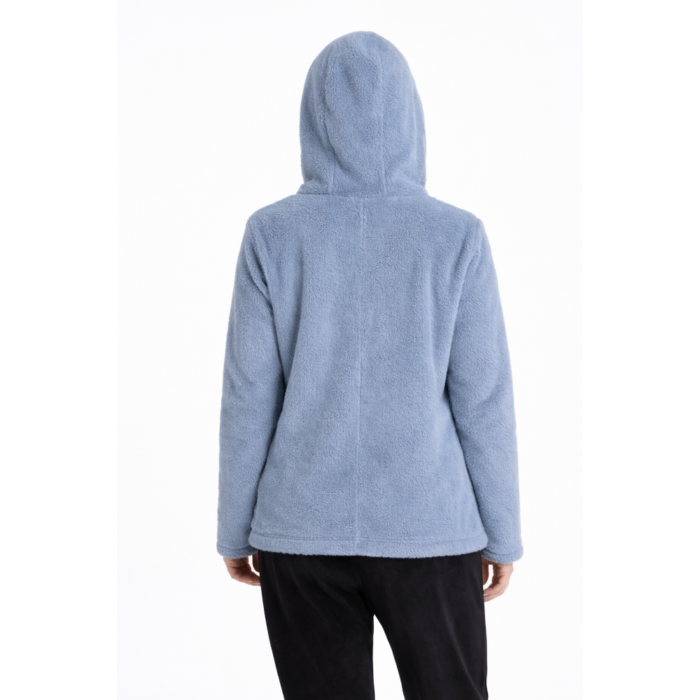 Relax 3225094, Κοντή Ζακέτα FLEECE ΠΡΟΒΑΤΑΚΙ με φερμουάρ και κουκούλα ΣΙΕΛ