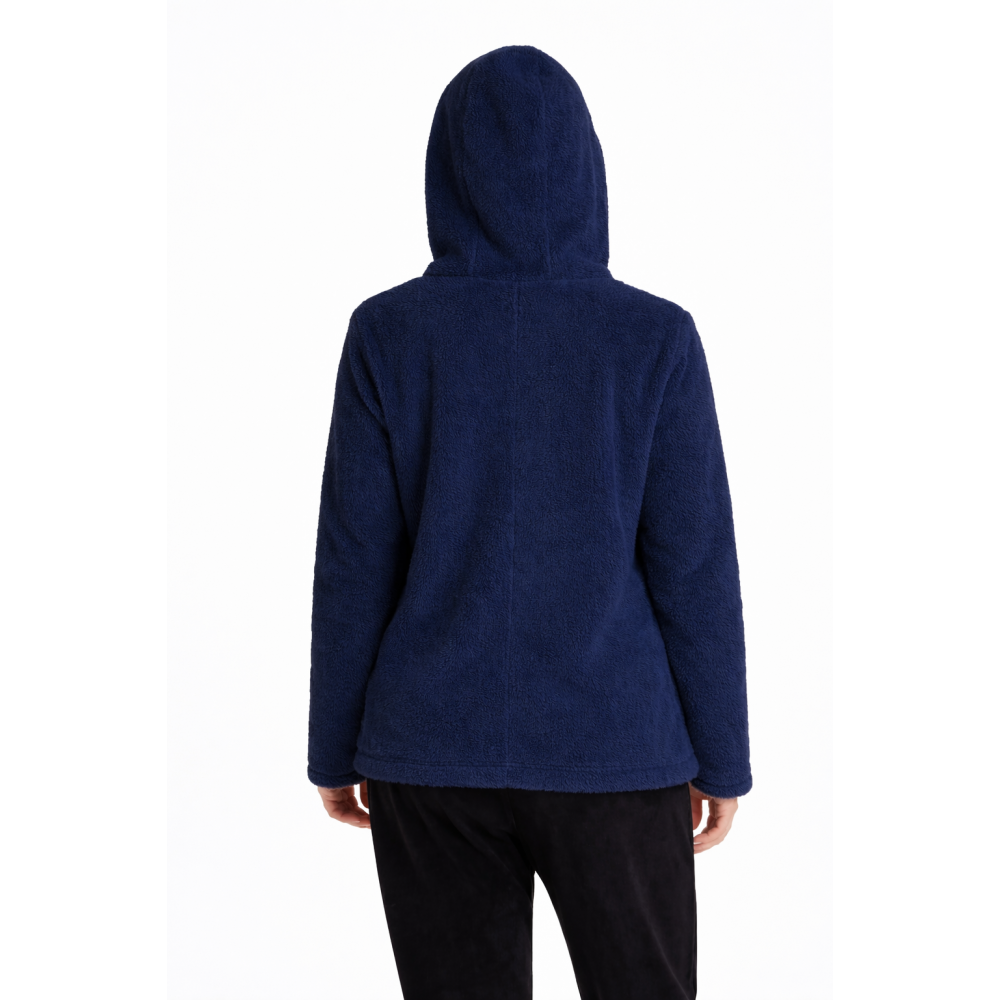 Relax 3225094, Κοντή Ζακέτα FLEECE ΠΡΟΒΑΤΑΚΙ με φερμουάρ και κουκούλα ΜΠΛΕ ΣΚΟΥΡΟ