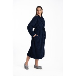 Relax 3225096, Γυναικεία Μακριά Ρόμπα Φλις Σταυρωτή, ΜΠΛΕ ΣΚΟΥΡΟ