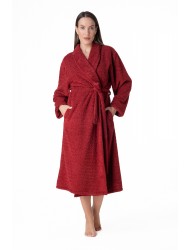 Relax 3225096, Γυναικεία Μακριά Ρόμπα Φλις Σταυρωτή, ΜΠΟΡΝΤΟ