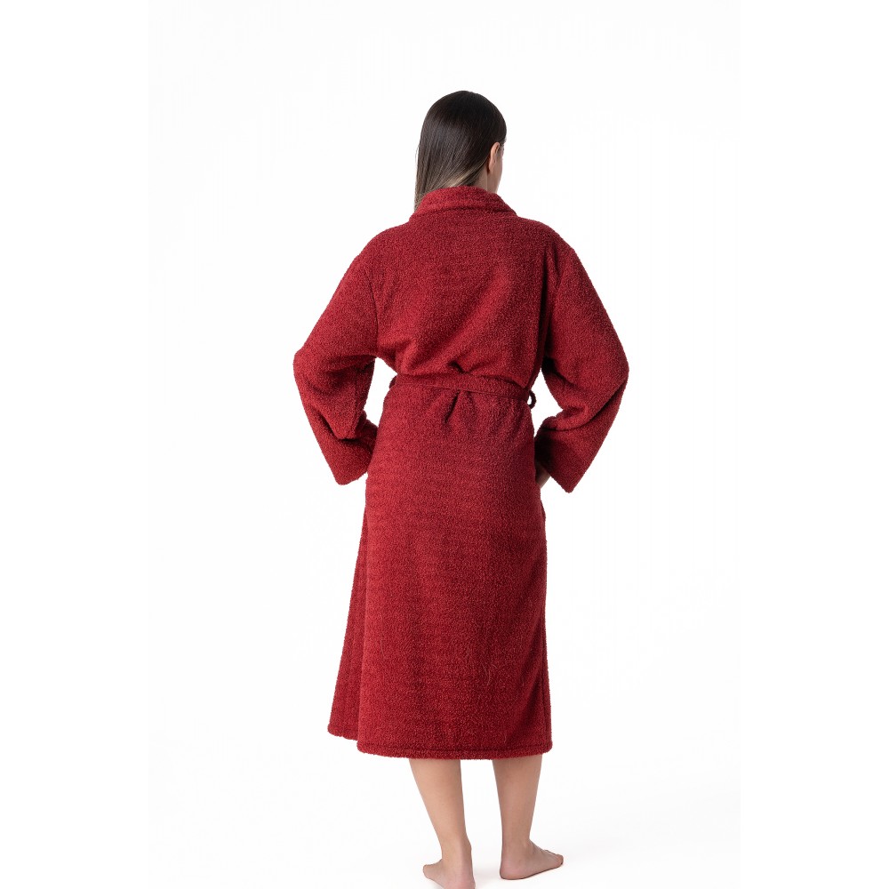 Relax 3225096, Γυναικεία Μακριά Ρόμπα Φλις Σταυρωτή, ΜΠΟΡΝΤΟ