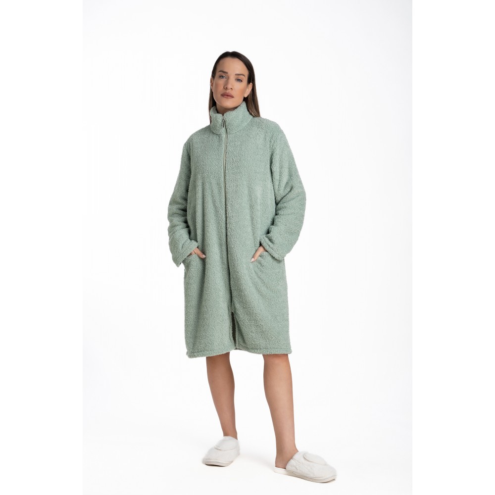 Relax 3225101, Γυναικεία Ρόμπα Fleece Midi με φερμουάρ, ΒΕΡΑΜΑΝ 