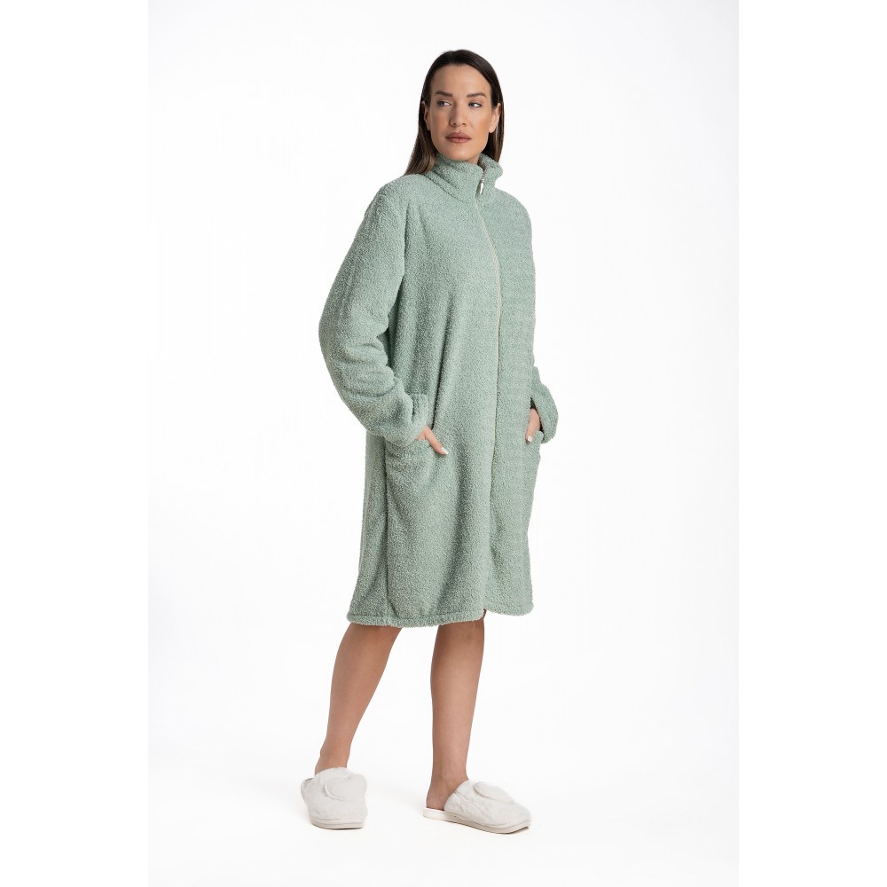 Relax 3225101, Γυναικεία Ρόμπα Fleece Midi με φερμουάρ, ΒΕΡΑΜΑΝ 