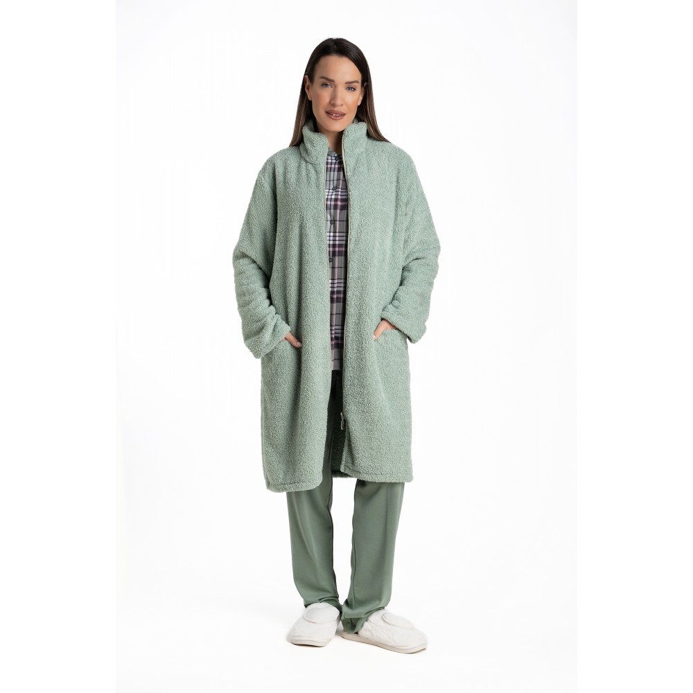 Relax 3225101, Γυναικεία Ρόμπα Fleece Midi με φερμουάρ, ΒΕΡΑΜΑΝ 