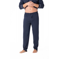 Relax 3225154, Ανδρικό Παντελόνι Πυζάμας με κουμπιά στον καβάλο FW25, ΜΠΛΕ ΣΚΟΥΡΟ