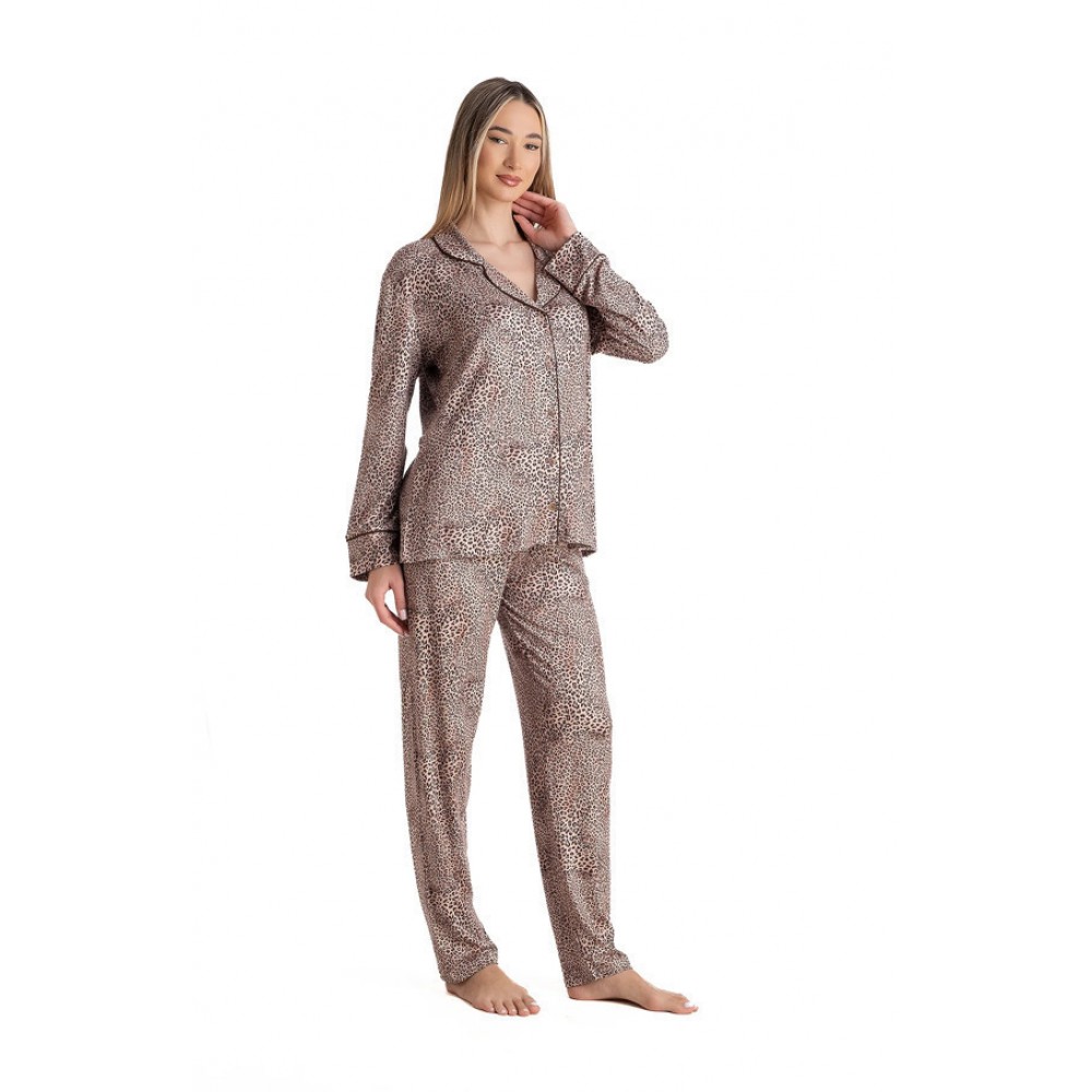 Relax 3426010, Κουμπτωή Πυτζάμα Viscose, ANIMAL PRINT