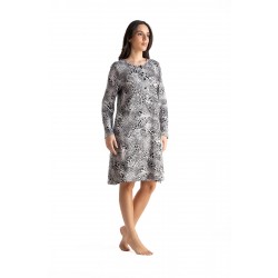 Relax 3426015, Γυναικείο Νυχτικό  Viscose με πατιλέτα, ANIMAL PRINT ΜΑΥΡΟ