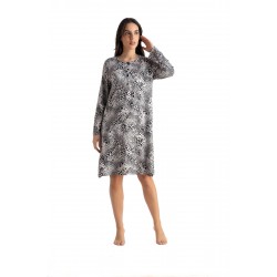 Relax 3426015, Γυναικείο Νυχτικό  Viscose με πατιλέτα, ANIMAL PRINT ΜΑΥΡΟ