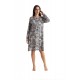 Relax 3426015, Γυναικείο Νυχτικό  Viscose με πατιλέτα, ANIMAL PRINT ΜΑΥΡΟ